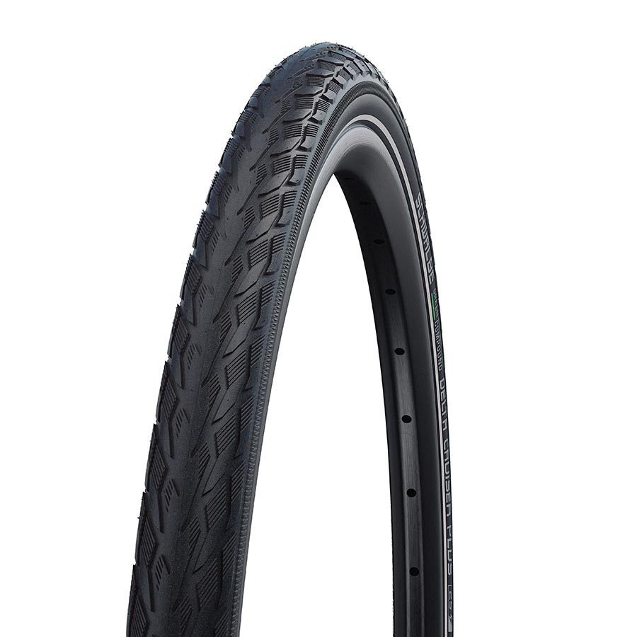 Tires Schwalbe Schwalbe Delta Cruiser Plus Hybrid Tire 700x28C Folding Clincher GreenCompound PunctureGuard 50TPI Black Dark Slate Gray