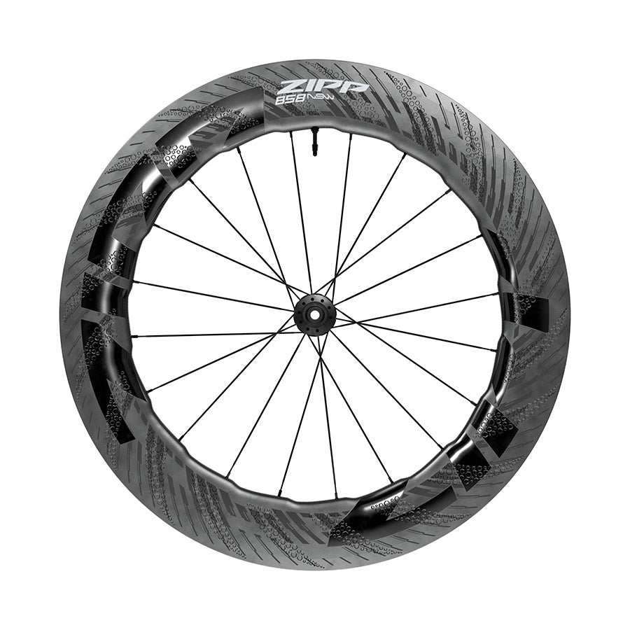 Front Wheel Zipp Speed Weaponry Zipp 858 NSW Front Wheel - 700 12 x 100mm Center-Lock Tubeless Carbon D1 Dark Slate Gray