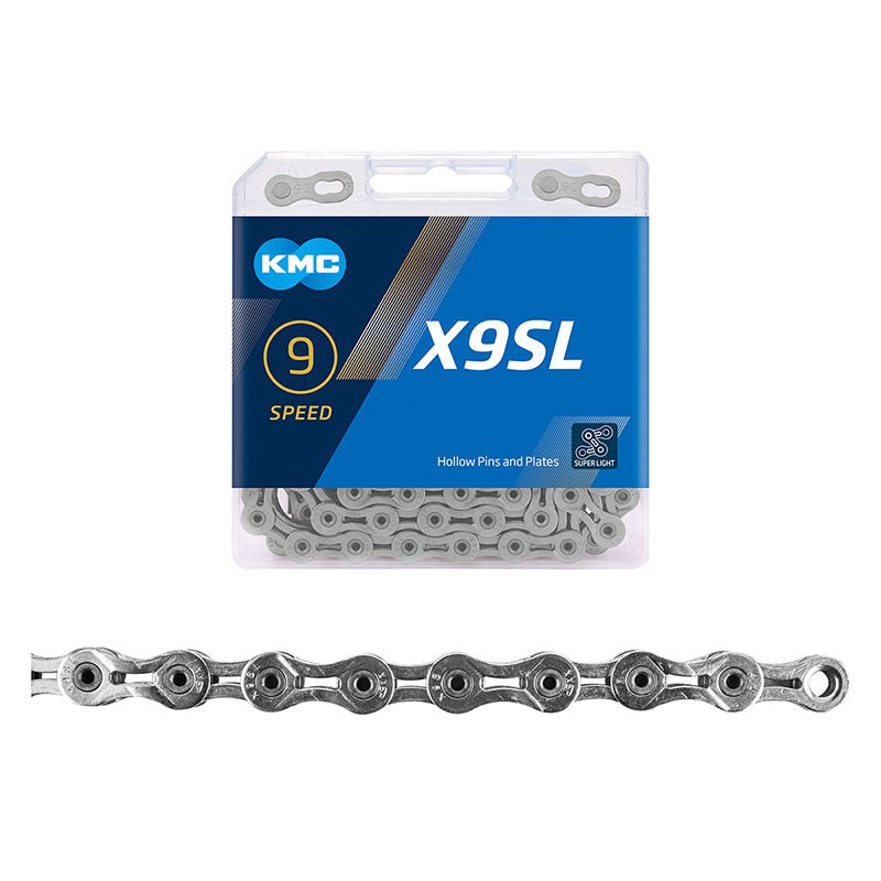 Chains KMC KMC X9SL Super Light Chain - 9-Speed 116 Links Silver Dark Slate Blue