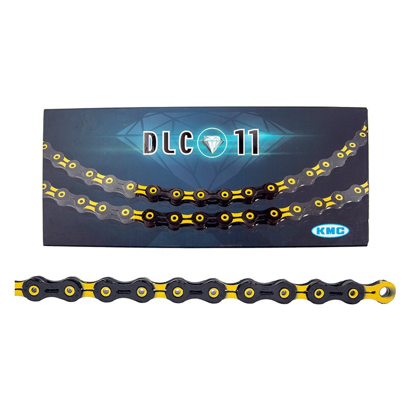 Chains KMC KMC DLC 11 Chain - 11-Speed 118 Links Black/Yellow Dark Slate Gray