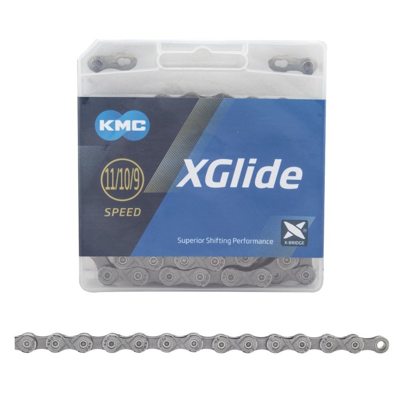 Chains KMC KMC XGlide Chain - 9/10/11-Speed 126L Optimized Shimano CUES Drivetrain Gray Slate Gray