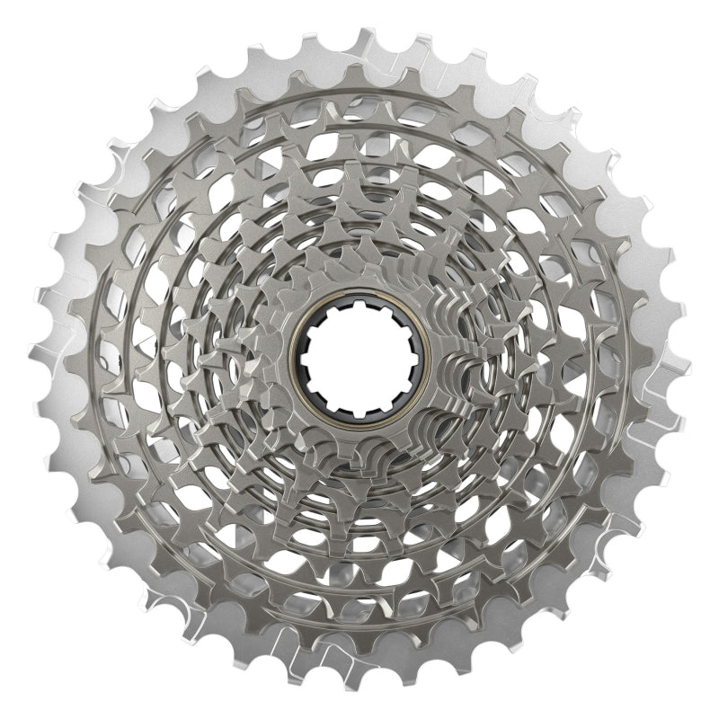Cassettes and Cogs SRAM SRAM RED XG-1290 Cassette - 12-Speed 10-36t For XDR Driver Body Silver E1 Light Slate Gray
