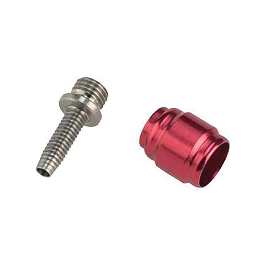 Disc Hose and Parts SRAM SRAM Red/Force AXS 2-Pc Disc Brake Hose Fitting Kit - 5 Threaded Hose Barbs 5 Compression Nuts 5 Boots Red Comp Olives 1 T8 Torx Dim Gray