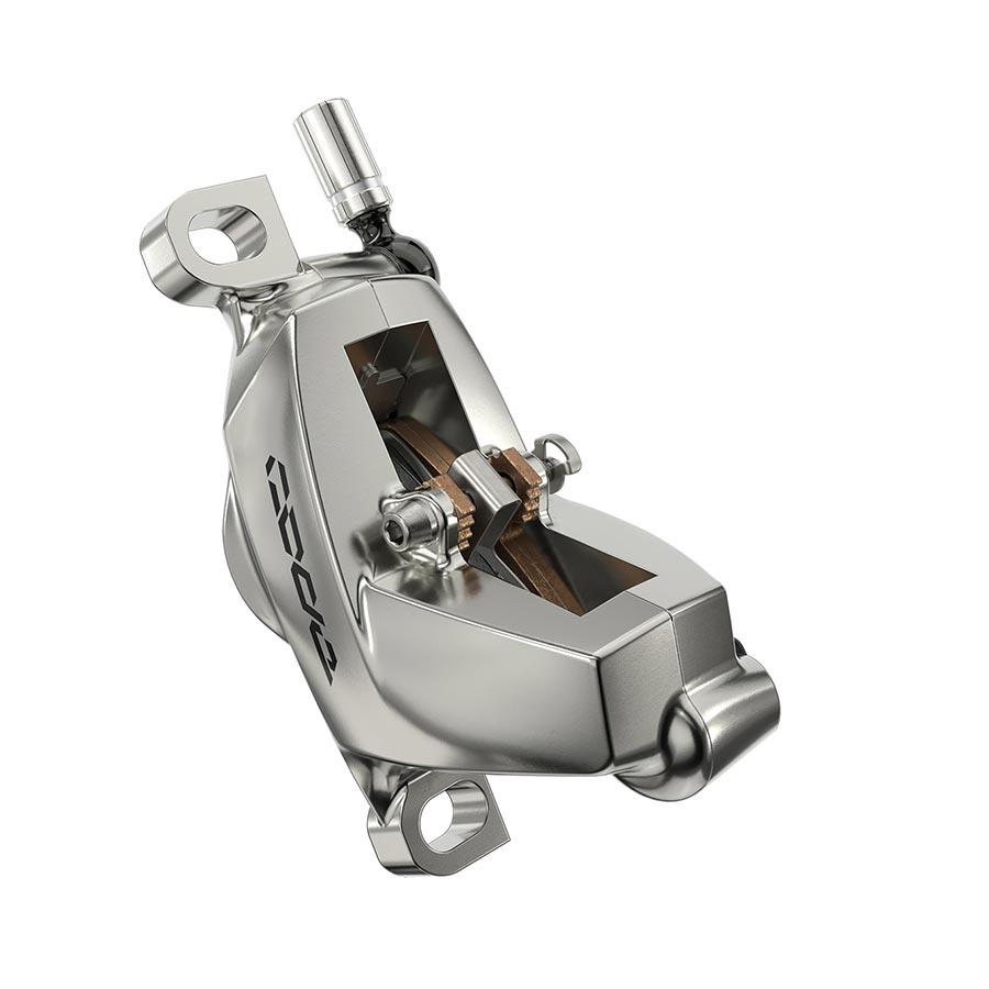 Disc Brake Calipers SRAM SRAM Code Ultimate Stealth Disc Brake Caliper Assembly - Front/Rear Post Mount 4-Piston Silver C1 Dark Gray