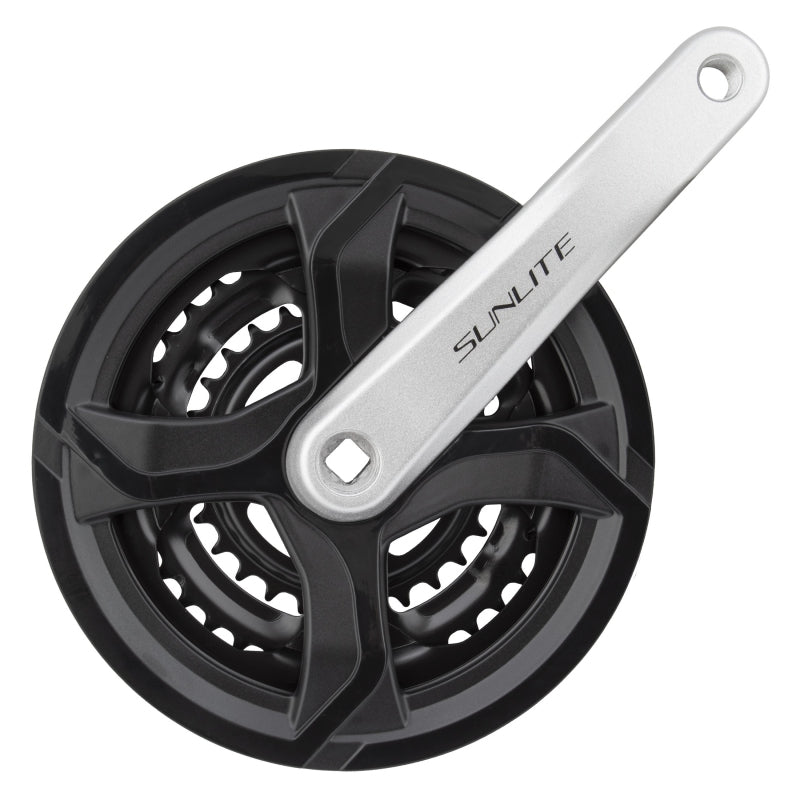 Cranksets and Arms Sunlite Sunlite Alloy Triple 175x48/38/28 120 SQR JIS crankset black/silver Light Gray