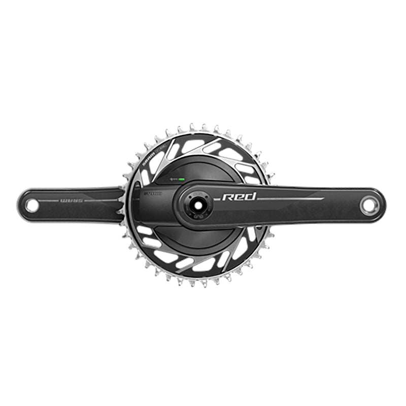 Cranksets and Arms SRAM SRAM RED 1x XPLR AXS Power Meter Wide Crankset - 175mm 13-Speed 42t Threaded Mount 8-Bolt PM Spider DUB Spindle Natural Carbon E1 Dark Slate Gray