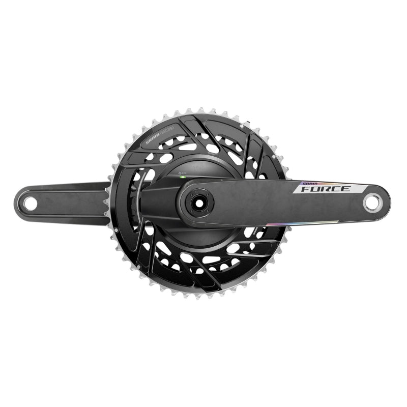 Cranksets and Arms SRAM SRAM Force 2x Powermeter E1 Power Meter Crankset Speed: 12 Spindle: 28.99mm BCD: Thread Mount 50/37 DUB 160mm Black Road Dark Slate Gray