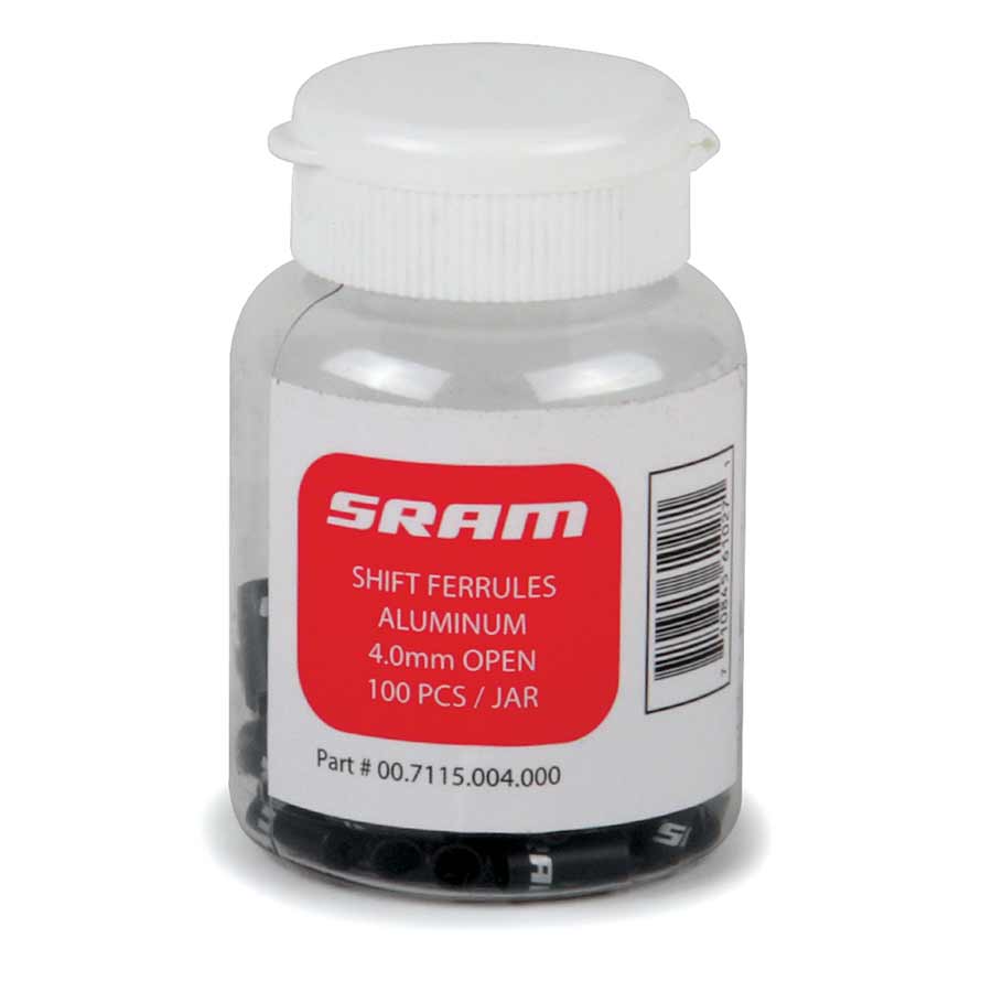 Cables and Housing Parts and Accessories SRAM SRAM Shift Cable Housing Ferrules 4mm Open Black 100-count Jar Light Gray