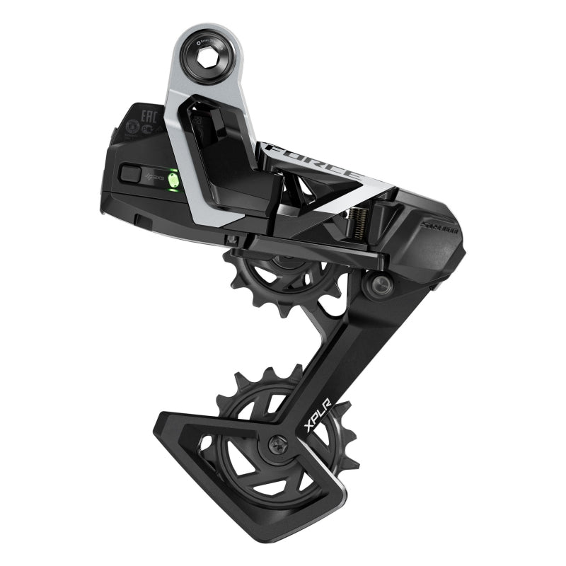 Rear Derailleurs SRAM SRAM Force XPLR AXS Rear Derailleur - For Force XPLR 1x 13-Speed 46t Max UDH Hangerless Battery Not Included BLK/Silver E1 Dark Slate Gray