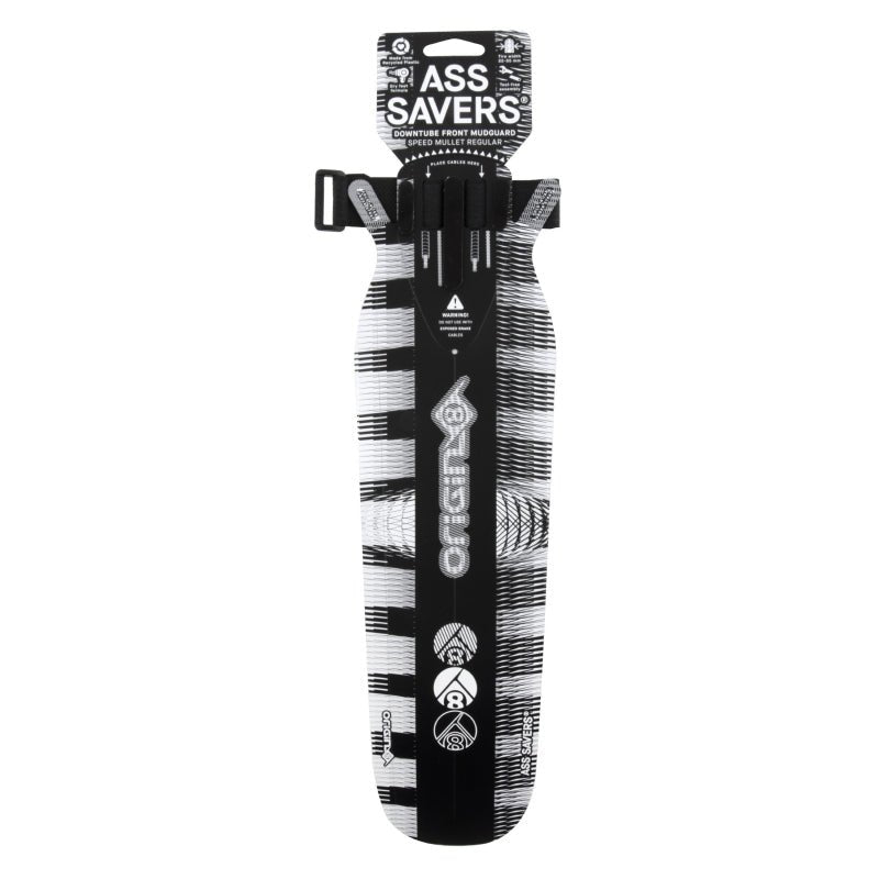 Fenders Origin8 Origin8 Hi-Fi Ass Savers Front Fender Downtube Front 390mm x 110mm Polypropylene Black/White 30g Light Gray