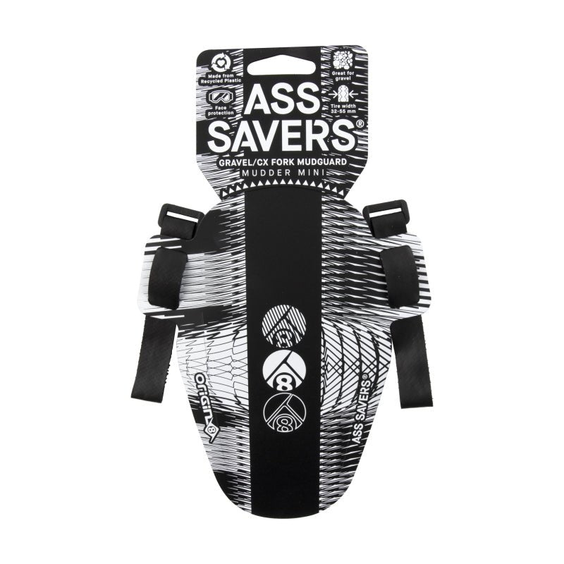 Fenders Origin8 Origin8 Hi-Fi Ass Savers Front Fender Mini Front 170mm x 90mm Polypropylene Black/White 21g Light Gray