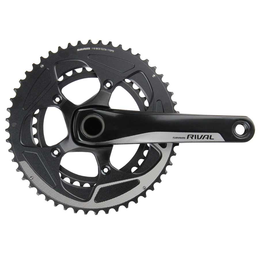 Cranksets and Arms SRAM SRAM Rival 22 Crankset - 170mm 11-Speed 52/36t 110 BCD GXP Spindle Interface BLK Dark Slate Gray