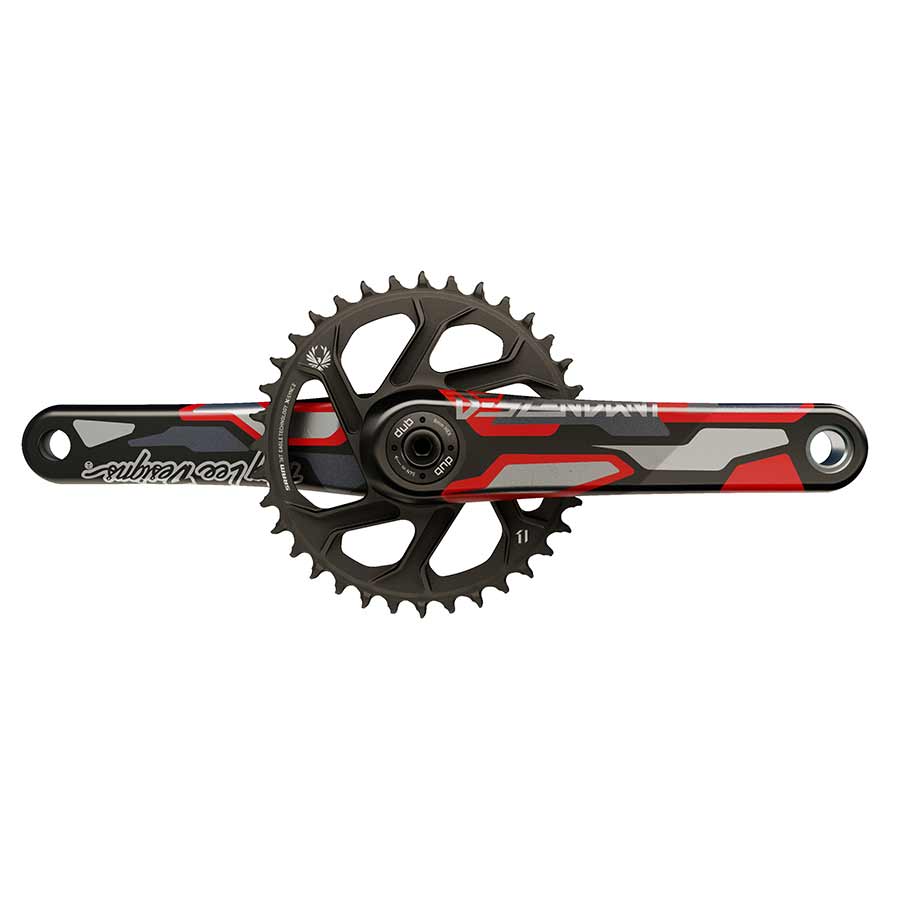 Cranksets and Arms TruVativ Truvativ Descendant CoLab DH DUB Crankset Spindle: 28.99mm 32 DUB 165mm Red Boost Dark Slate Gray