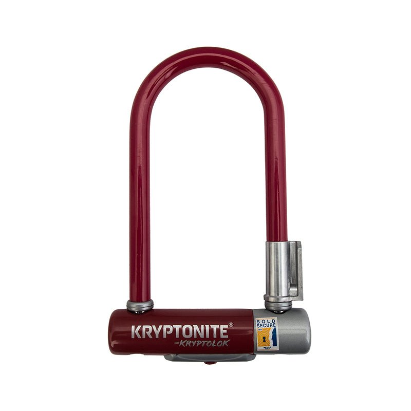U-Lock Kryptonite Kryptonite Krypto Series 2 Mini-7 U-Lock - 3.25 x 7" Keyed Maroon Includes bracket Saddle Brown