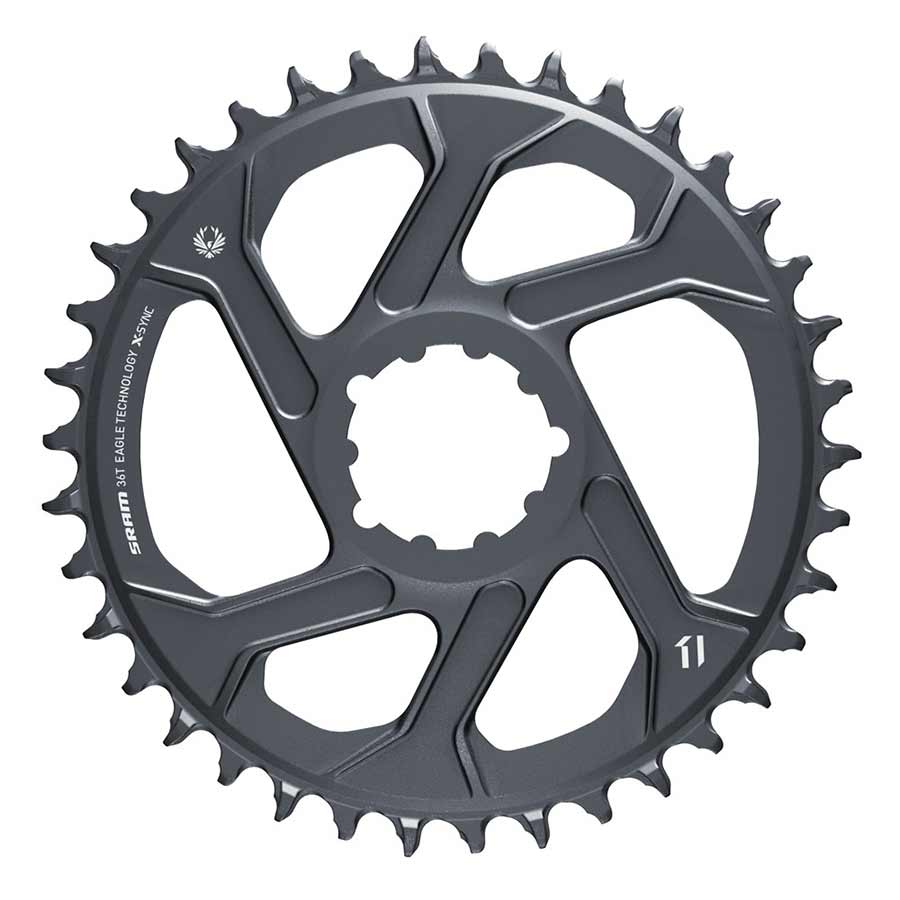 Chainrings SRAM SRAM Eagle Chainring Teeth: 36 Speed: 11/12 BCD: Direct Mount Aluminum Lunar/Polar Grey 6mm Dark Slate Gray