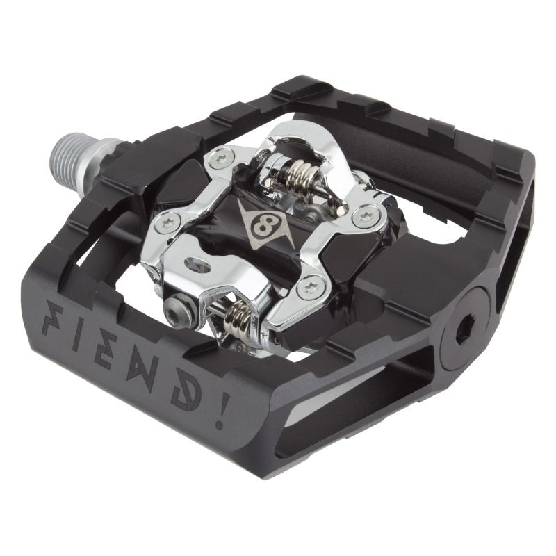 Pedals Origin8 Origin8 Fiend! All-Mountain Double Clipless 9/16` 1 Sealed and 1 Sleeve Black/Silver SPD Dark Slate Gray