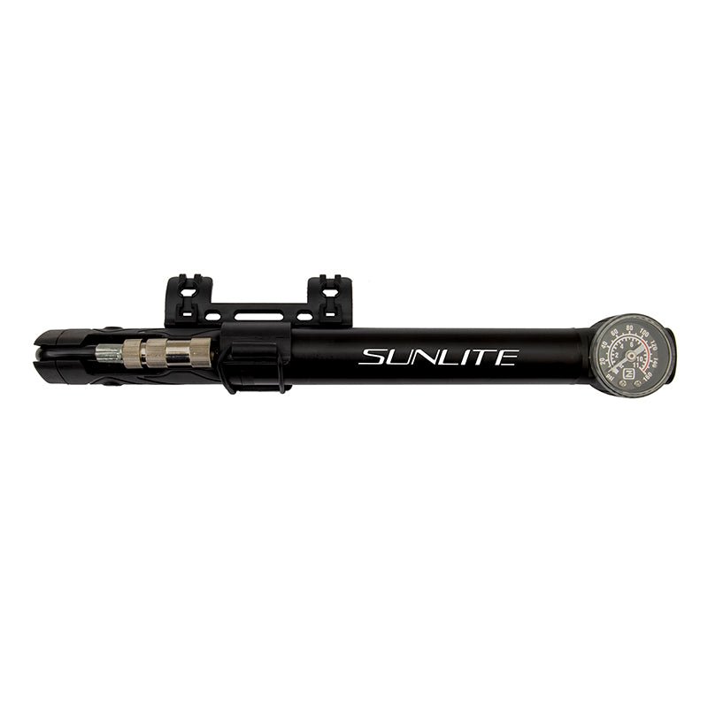 Floor Pumps Sunlite Sunlite Speed Dial Tele Mini Pump Analog PV/SV 160psi Alloy Black Black