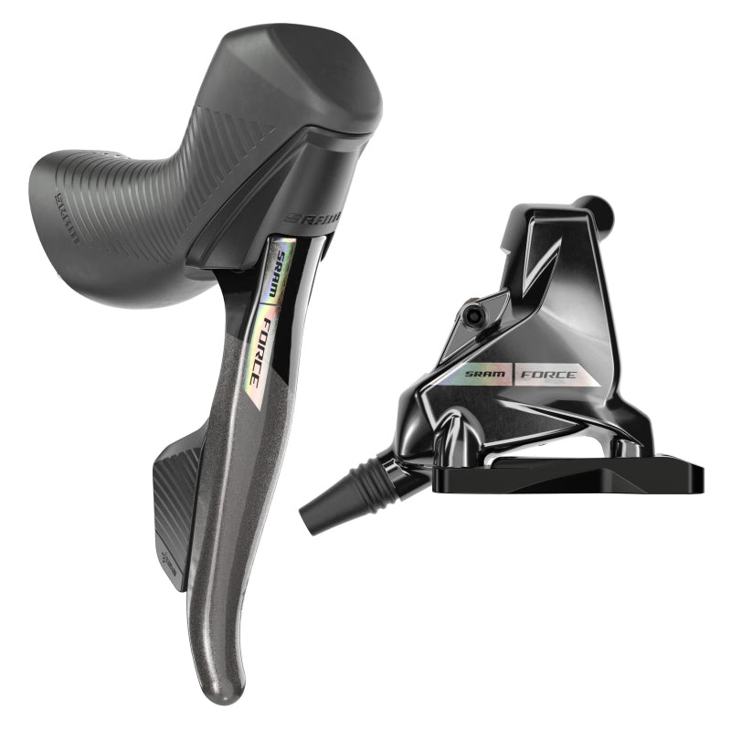 Brake/Shift Lever - Drop Bar SRAM SRAM Force AXS HRD eTap Shift/Brake Lever Hydraulic Disc Brake Caliper - Right/Rear Flat Mount 20mm Offset Iridescent Gray/Blk D2 Dark Slate Gray