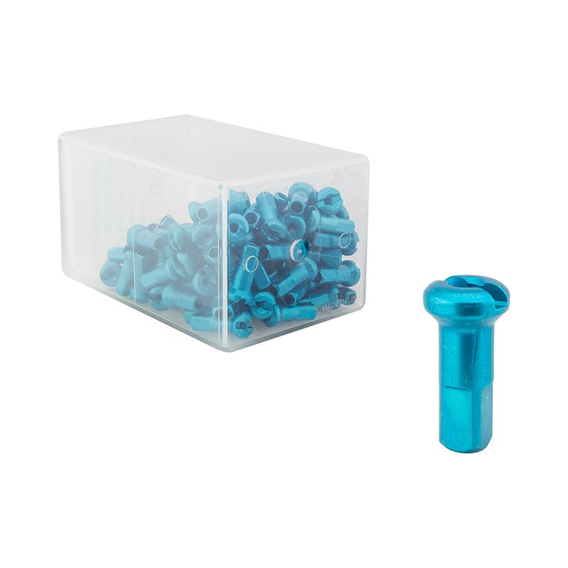 Spoke Nipples DT Swiss DT Swiss Standard Spoke Nipples - Aluminum 2.0 x 12mm Turquoise Box of 100 Light Gray