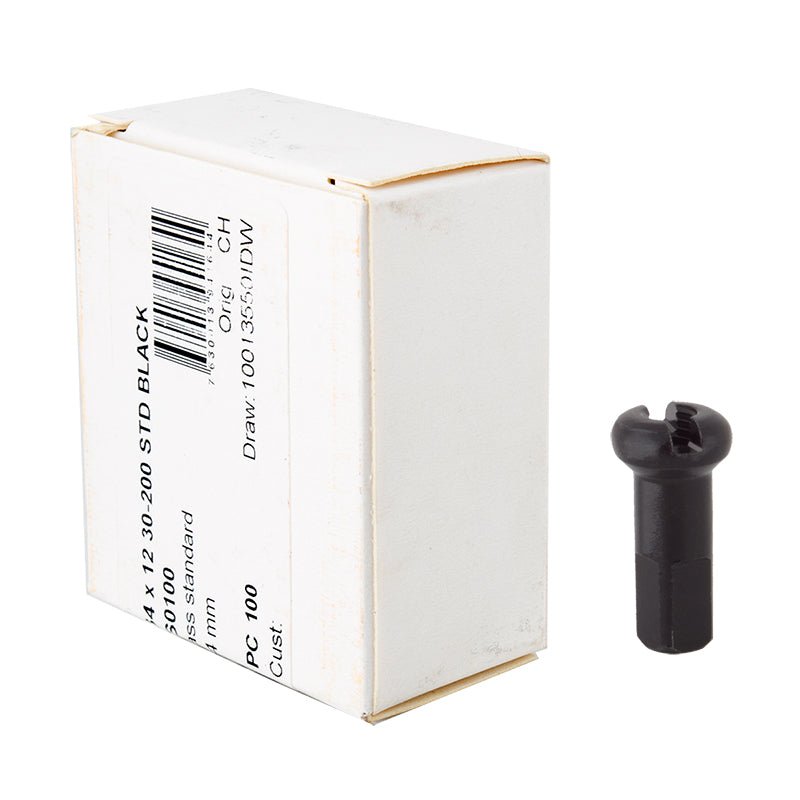 Spoke Nipples DT Swiss DT Swiss Standard Brass Nipples: 2.34 x 12mm Black Box of 100 White Smoke