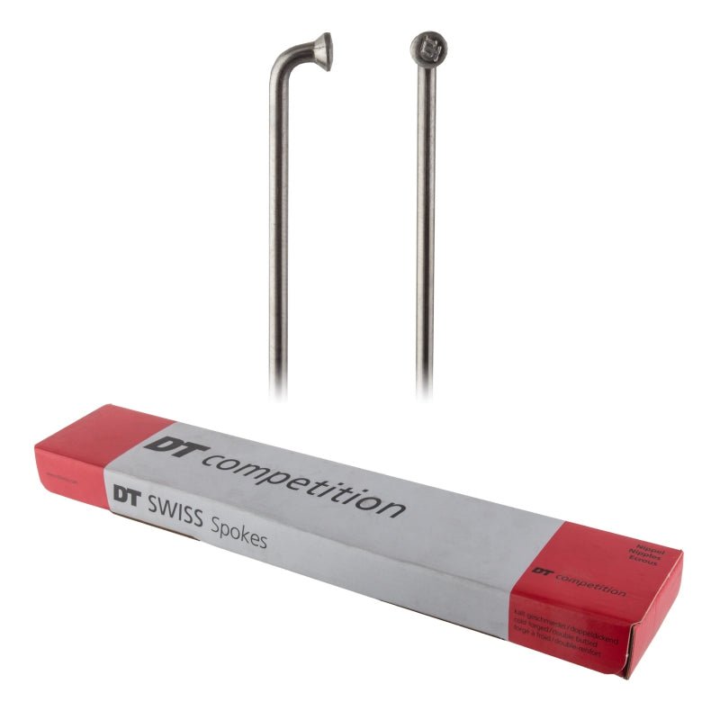 Spokes DT Swiss DT Swiss Competition Spoke: 2.0/1.8/2.0mm 266mm J-bend Silver Box of 100 Dark Gray