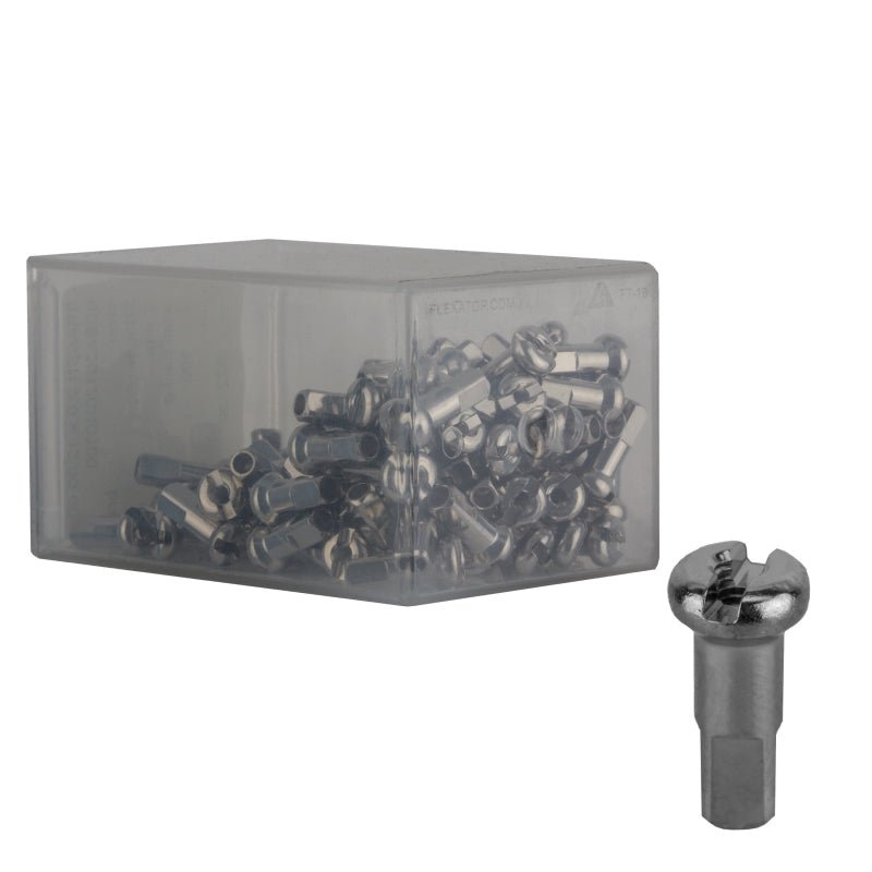 Spoke Nipples DT Swiss DT Swiss Standard Spoke Nipples - Brass 2.0 x 12mm Silver Box of 100 Slate Gray