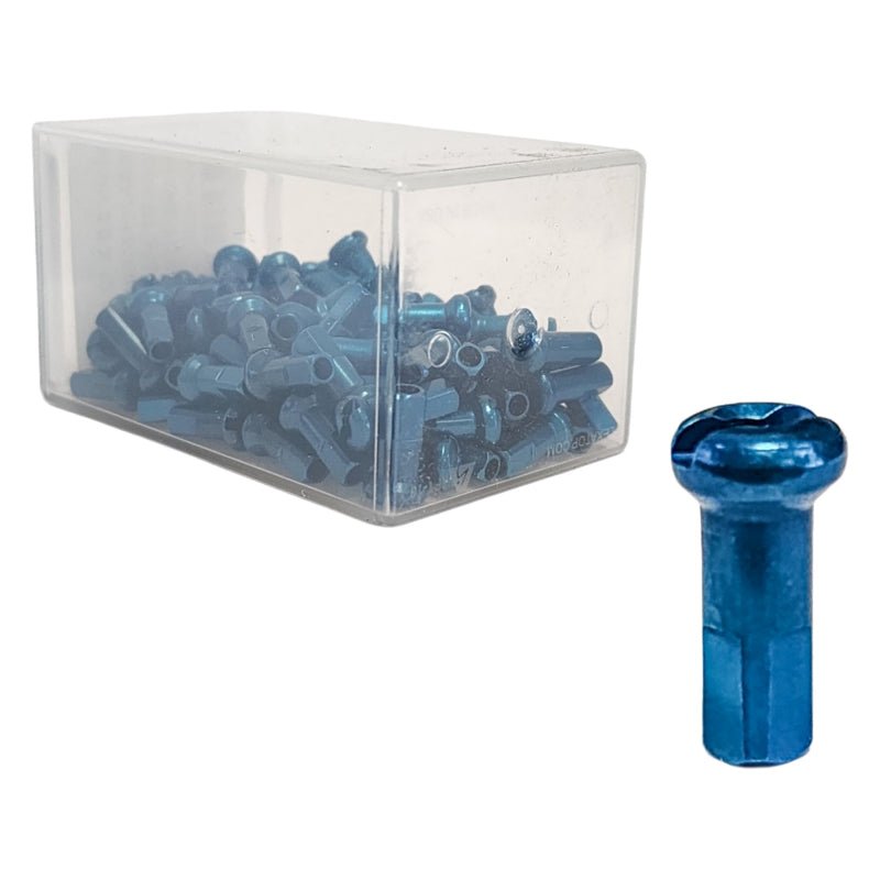 Spoke Nipples DT Swiss DT Swiss Standard Spoke Nipples - Aluminum 2.0 x 12mm Blue Box of 100 Slate Gray