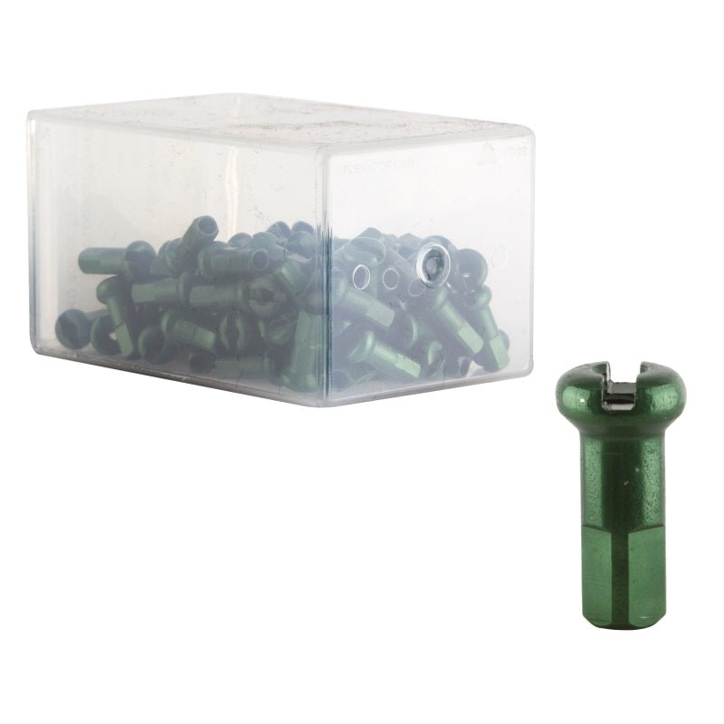 Spoke Nipples DT Swiss DT Swiss Standard Spoke Nipples - Aluminum 2.0 x 12mm Green Box of 100 Light Gray