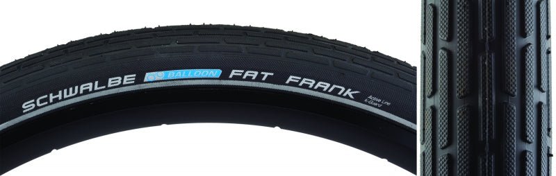 Tires Schwalbe Schwalbe Fat Frank Tire - 26 x 2.35 Clincher Wire BLK/Reflective Active Line Black