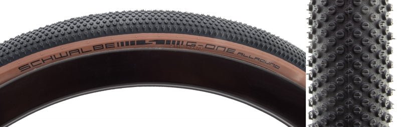 Tires Schwalbe Schwalbe G-One Allround Tire - 700 x 40 Tubeless Folding BLK/Tan Performance Line Addix Dark Slate Gray