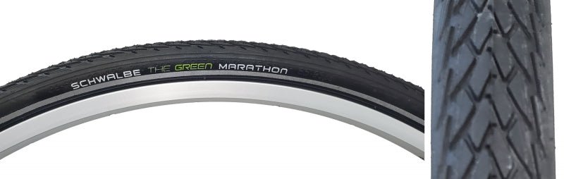 Tires Schwalbe Schwalbe Green Marathon Tire - 700 x 32 Clincher Wire BLK/Reflective Performance Line GreenGuard TwinSkin Addix Dark Slate Gray