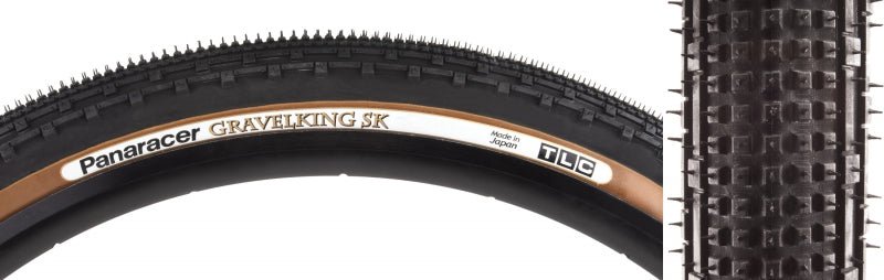 Tires Panaracer Panaracer GravelKing SK Tire - 700 x 50 Tubeless Folding Black/Brown Dark Slate Gray