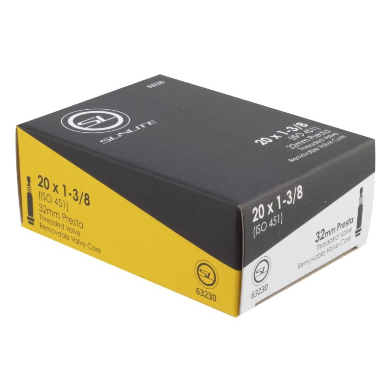 Tube Sunlite Sunlite Standard Presta Valve 20x1-3/8 (451x32) PV 32mm 0d Threaded Removable 33mm 0.9mm Dim Gray