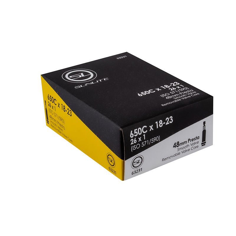 Tube Sunlite Sunlite Standard Presta Valve 650Cx18-23 (26x1) PV 48mm 0d Smooth Removable 25mm 0.9mm Dark Khaki