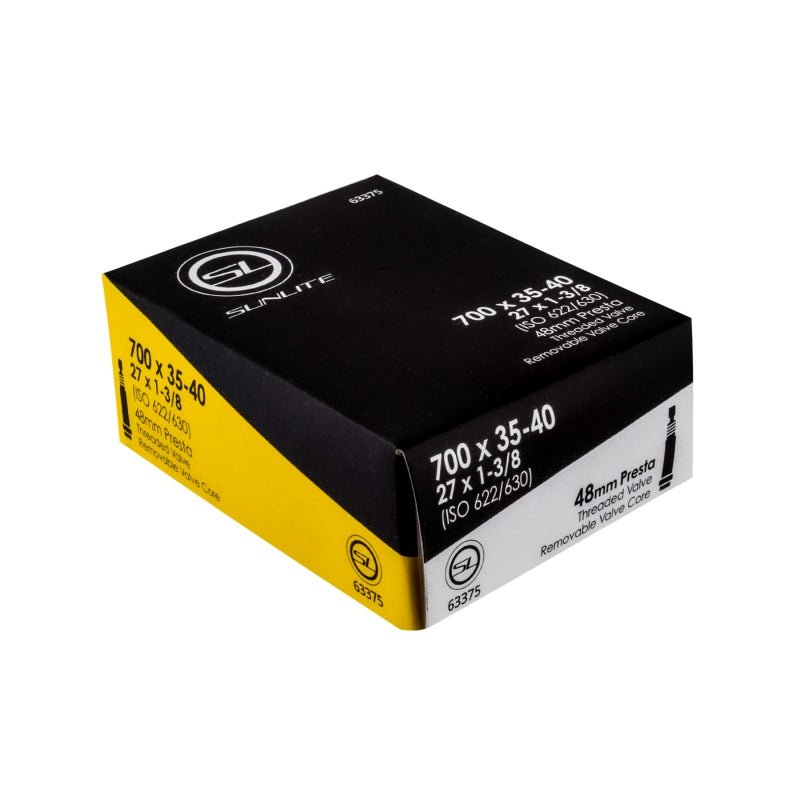 Tube Sunlite Sunlite Standard Presta Valve 700x35-40 (27x1-3/8) PV 48mm 0d Threaded Removable 33mm 0.9mm Black