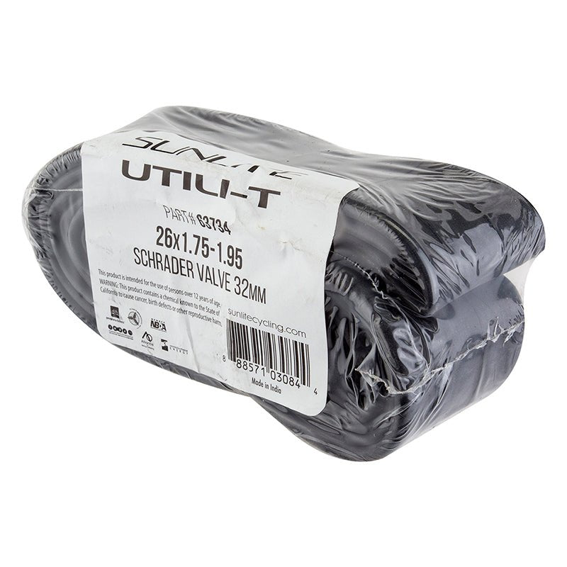 Tube Sunlite Sunlite Utili-T Standard Schrader Valve Tubes 26x1.75-1.95 SV 32mm 0d Smooth Removable 39mm 0.9mm Gray