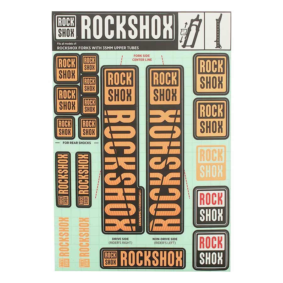 Sticker/Decal RockShox RockShox Fork Decal Kit - 35mm Orange Dark Slate Gray