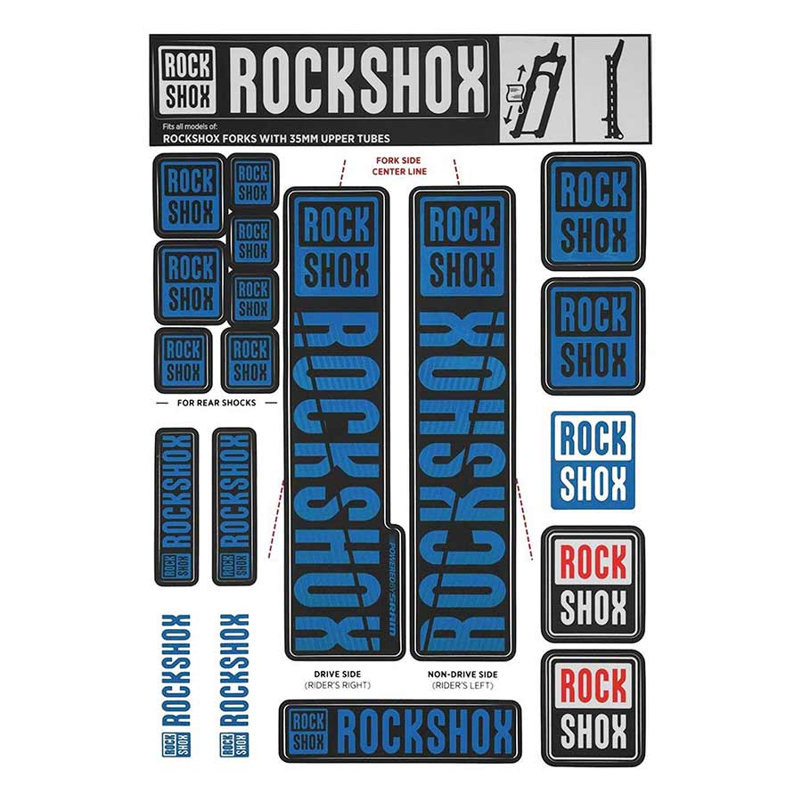 Sticker/Decal RockShox RockShox Fork Decal Kit - 35mm Blue Light Gray
