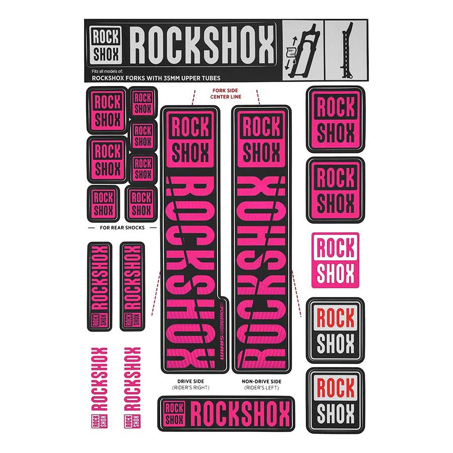 Sticker/Decal RockShox RockShox Fork Decal Kit - 35mm Magenta Pale Violet Red