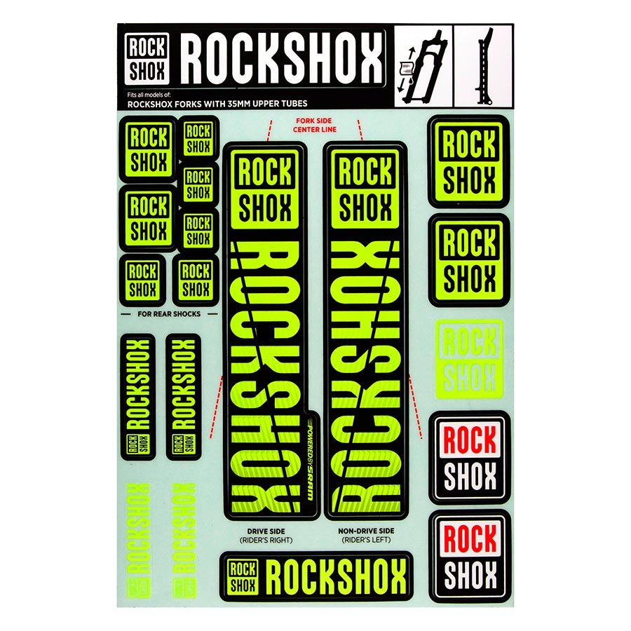 Sticker/Decal RockShox RockShox Fork Decal Kit - 35mm Yellow Light Gray