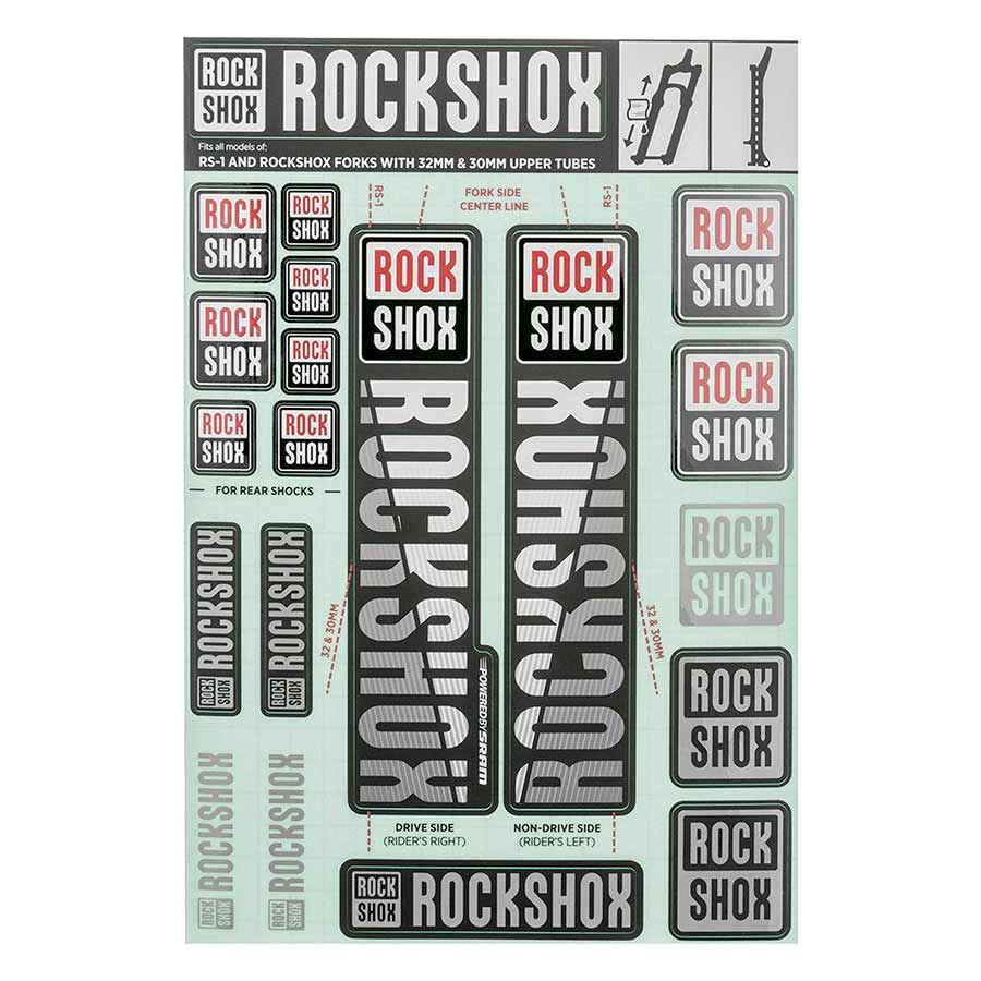Sticker/Decal RockShox RockShox Fork Decal Kit - 30/32mm/RS1 White Dark Slate Gray