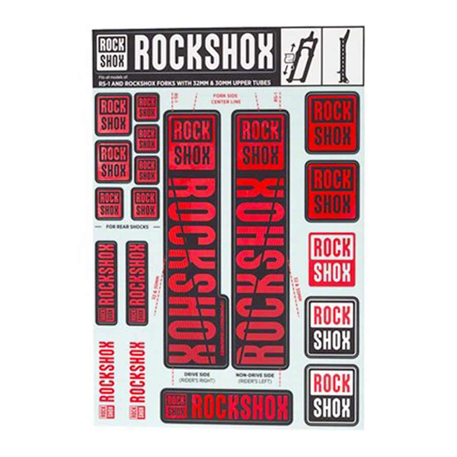 Sticker/Decal RockShox RockShox Fork Decal Kit - 30/32mm/RS1 Red Dark Slate Gray