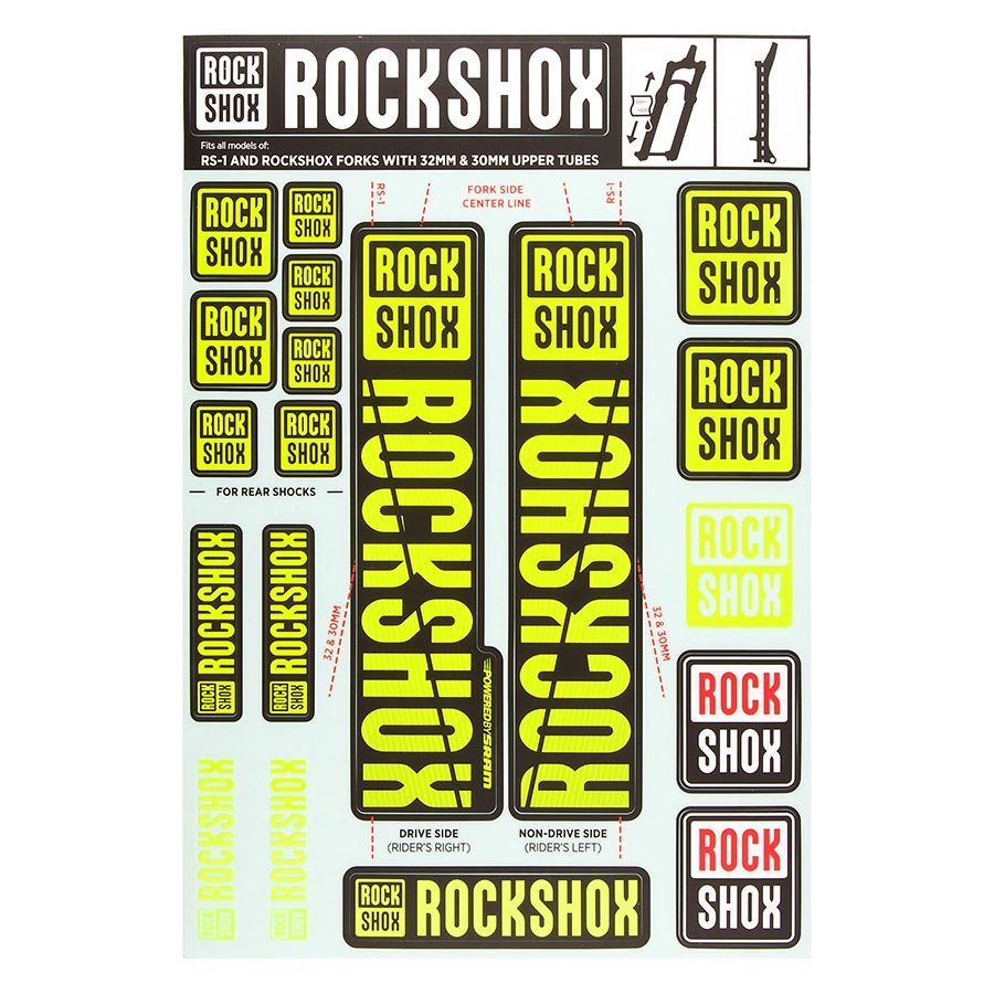 Sticker/Decal RockShox RockShox Fork Decal Kit - 30/32mm/RS1 Yellow Dark Slate Gray