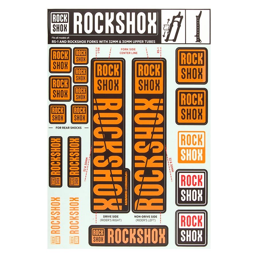 Sticker/Decal RockShox RockShox Fork Decal Kit - 30/32mm/RS1 Orange Beige
