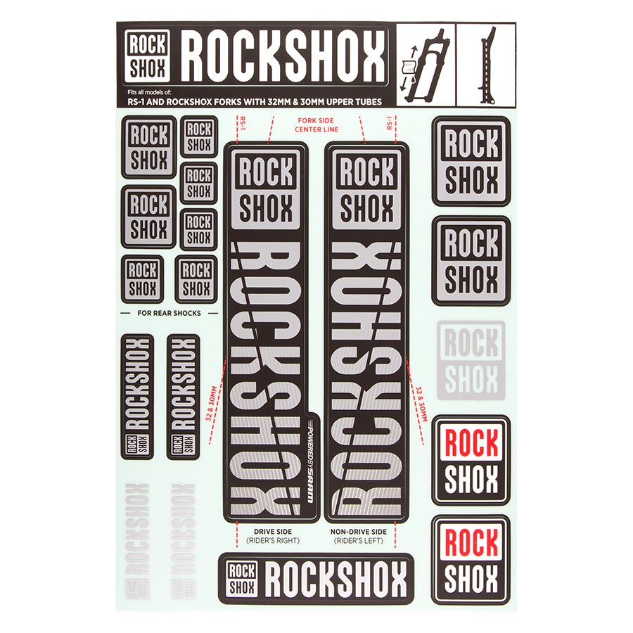 Sticker/Decal RockShox RockShox Fork Decal Kit - 30/32mm/RS1 Gray Light Gray
