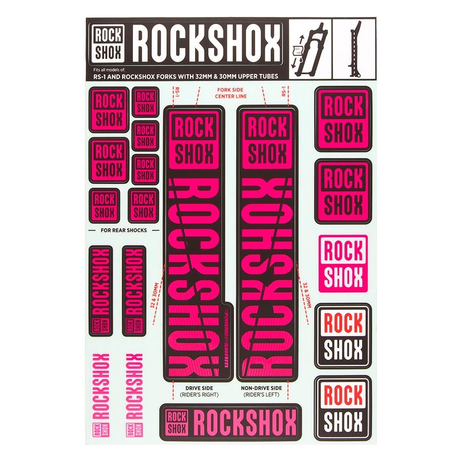Sticker/Decal RockShox RockShox Fork Decal Kit - 30/32mm/RS1 Magenta Dark Slate Gray