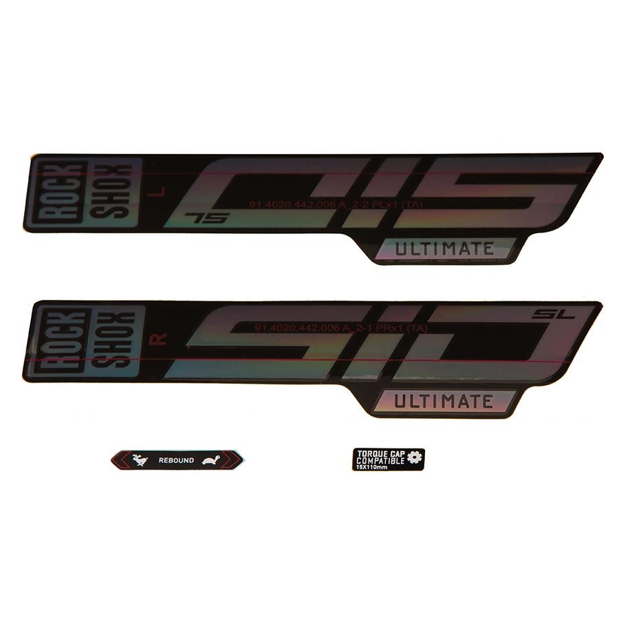 Sticker/Decal RockShox Rockshox Fork Decal Kit - SID SL Ultimate 27.5"/29" Gloss Rainbow Foil/High Gloss BLK Dark Slate Gray