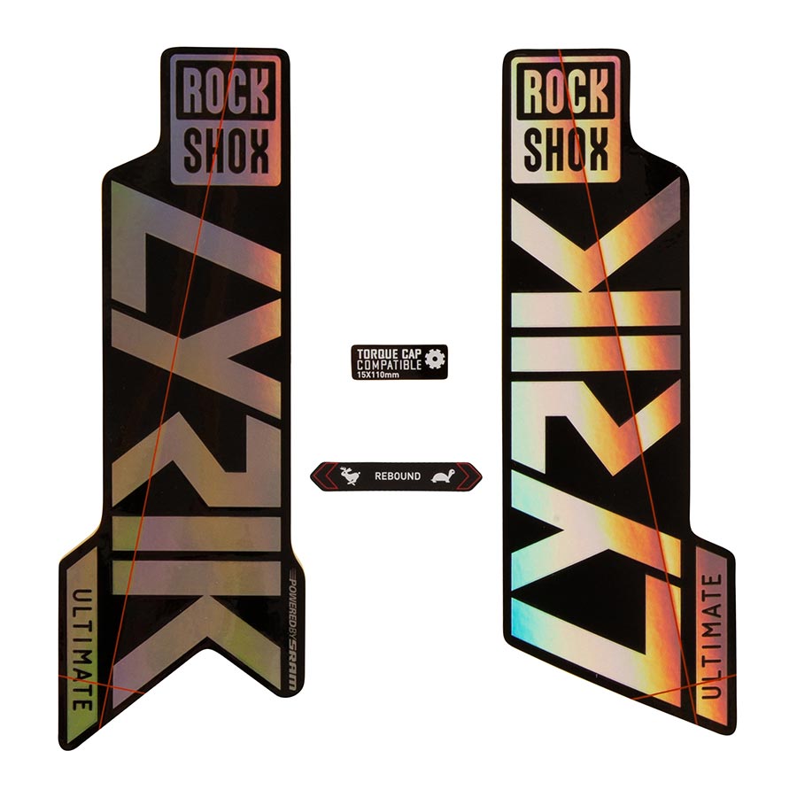 Sticker/Decal RockShox Rockshox Fork Decal Kit - Lyrik Ultimate 27.5"/29" Gloss Rainbow Foil/High Gloss BLK Tan