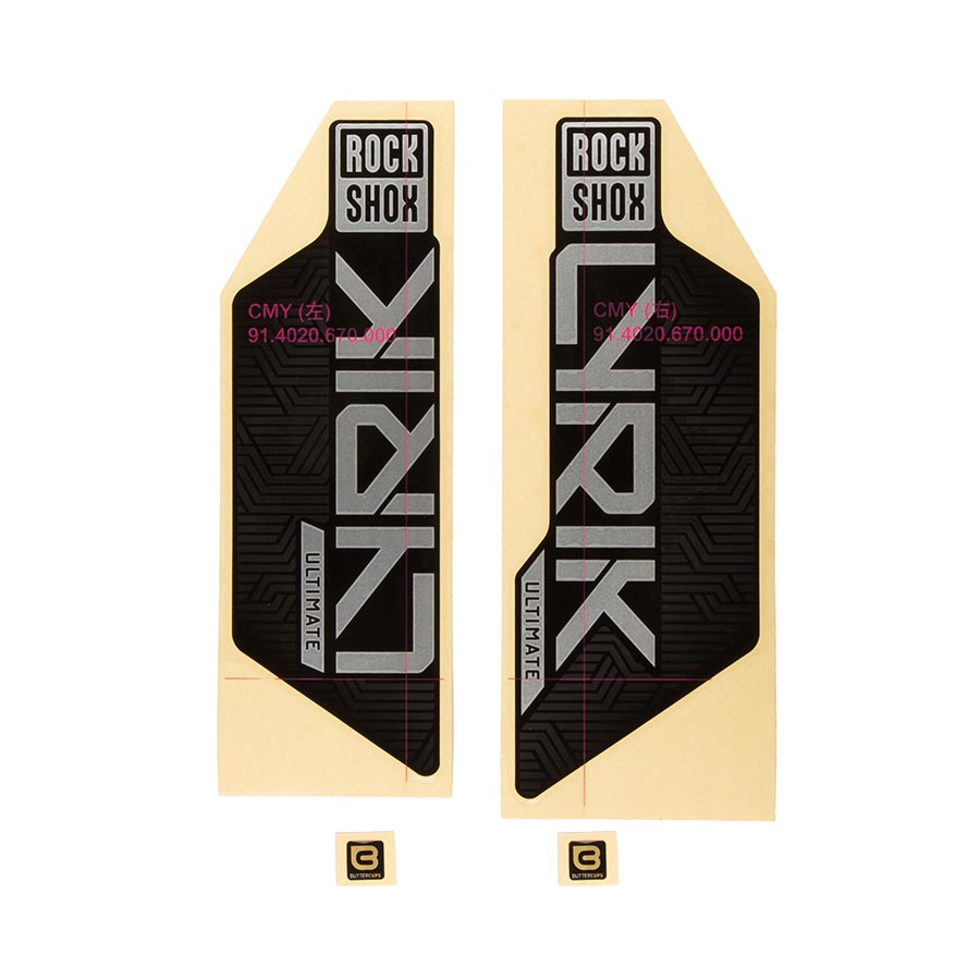 Sticker/Decal RockShox RockShox Fork Decal Kit - Lyrik Ultimate Flight Attendant 27.5"/29" Matte Silver Foil For Gloss BLK 2023+ Black