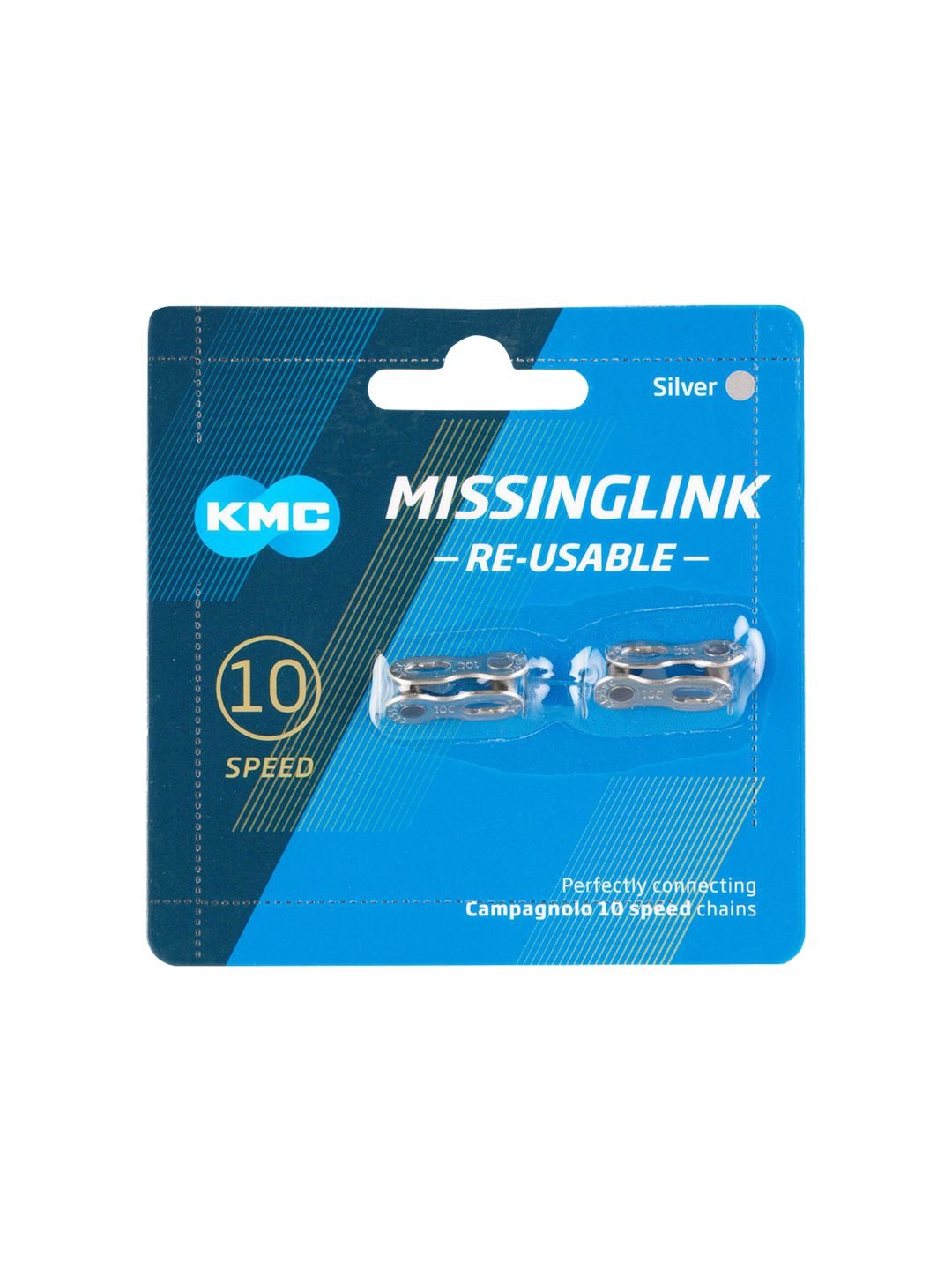 Chain Links and Pins KMC KMC MissingLink CL559CR Connector Campagnolo - 10-Speed Reusable Silver 2 Pairs/Card Dodger Blue